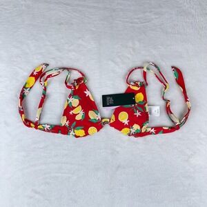 Wild Fable Triangle Bikini Top Womens 2XS Red Lemon Print Adjustable Straps‎